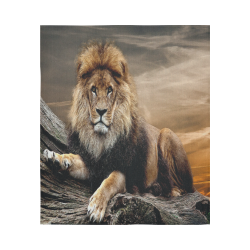 King Lion Sunset Cotton Linen Wall Tapestry 51"x 60"