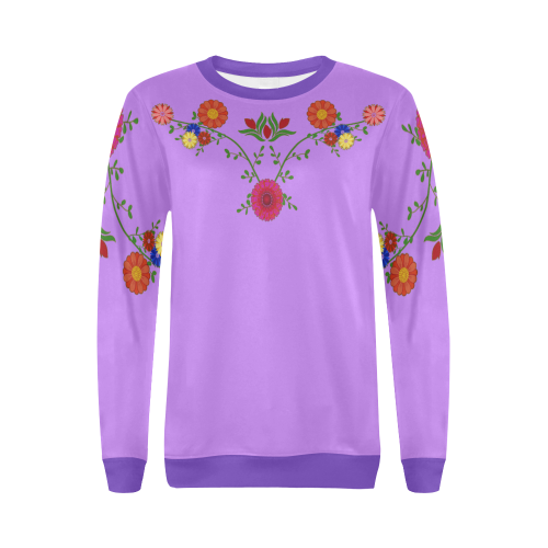Flowers on the Vine Purple All Over Print Crewneck Sweatshirt for Women (Model H18)