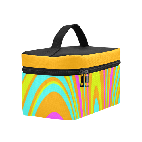 Groovy Retro Tangerine Turquoise Yellow Pink Cosmetic Bag/Large (Model 1658)