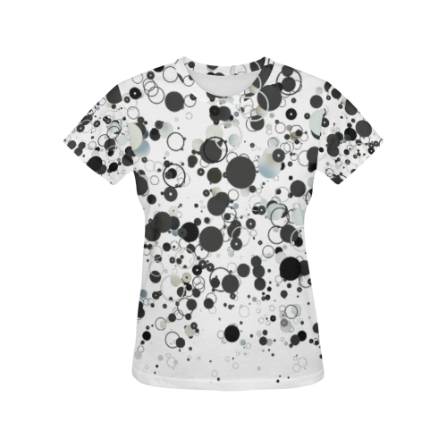 3D Circles and Dots (White/Black/Gray) All Over Print T-Shirt for Women (USA Size) (Model T40)