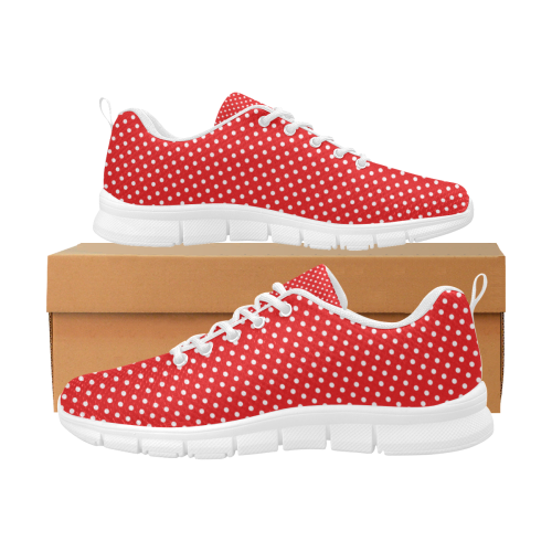Red polka dots Women's Breathable Running Shoes/Large (Model 055)
