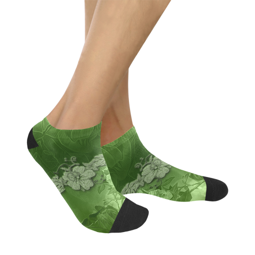 Wonderful green floral design Men's Ankle Socks