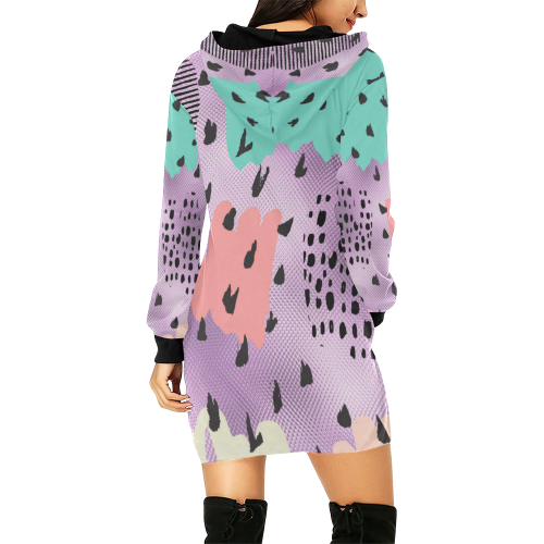 dot pattern All Over Print Hoodie Mini Dress (Model H27)