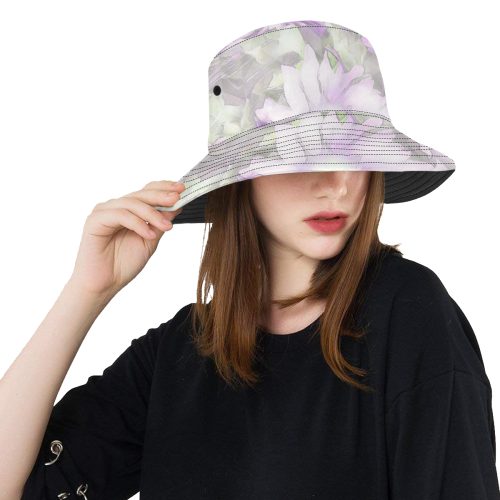Romantic pastel floral,lilac by JamColors All Over Print Bucket Hat
