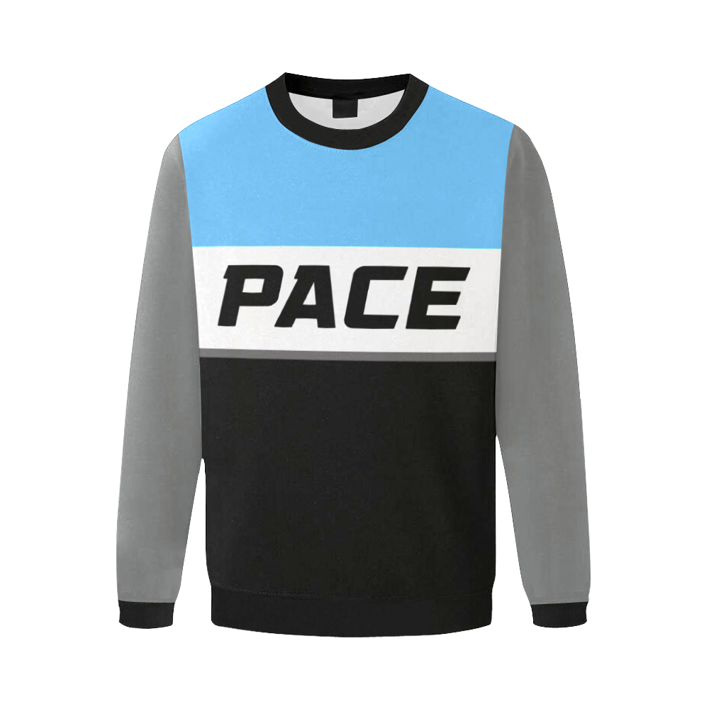 PACE Mens Blk White Grey Blue Sweater Men's Oversized Fleece Crew Sweatshirt (Model H18)