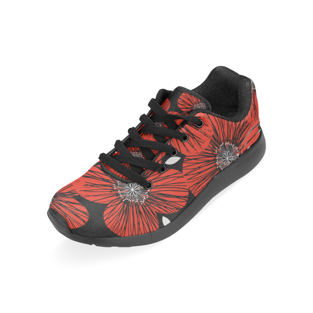 flowers black Women’s Running Shoes (Model 020)