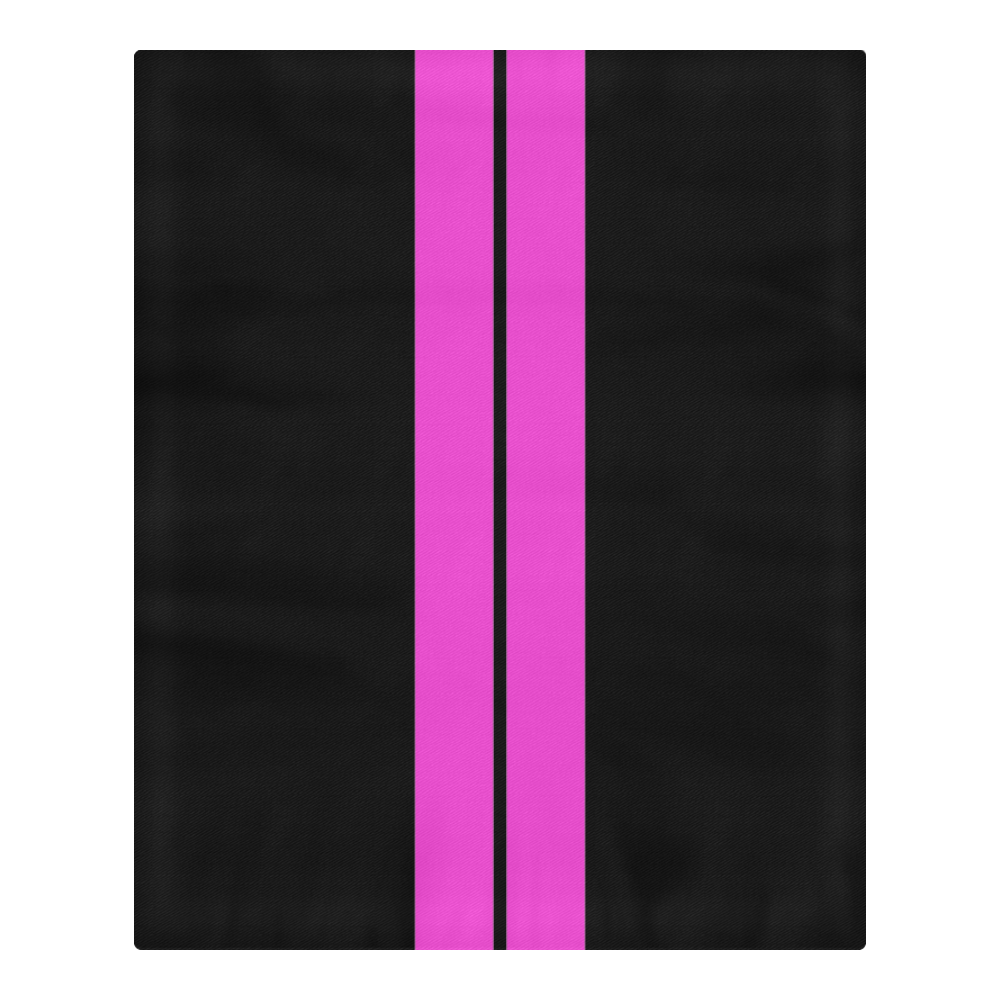 Race Car Stripe Center Black and Pink 3-Piece Bedding Set