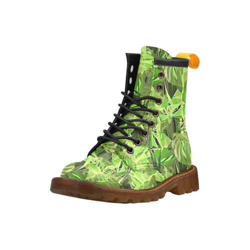 Tropical Jungle Leaves Camouflage High Grade PU Leather Martin Boots For Women Model 402H