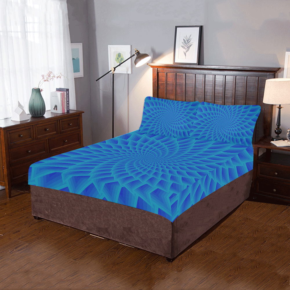 Blue net 3-Piece Bedding Set