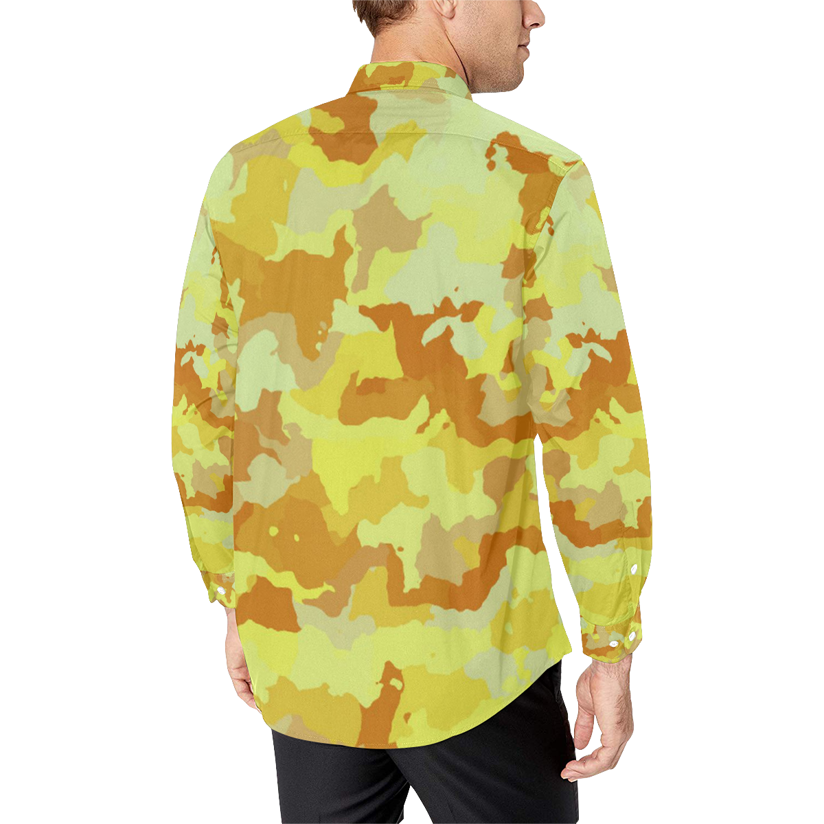 camouflage yellow Men's All Over Print Casual Dress Shirt (Model T61)