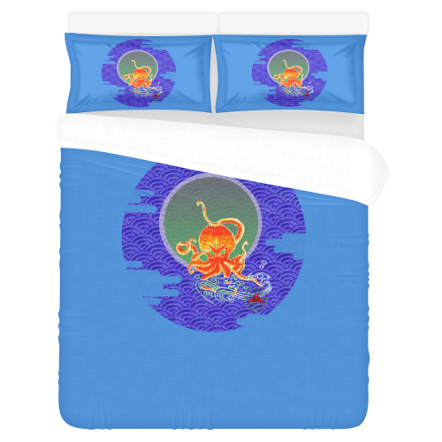 The Lowest of Low Japanese Octopus 3-Piece Bedding Set