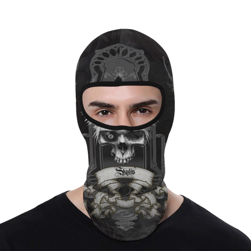 Skull with crow in black and white All Over Print Balaclava