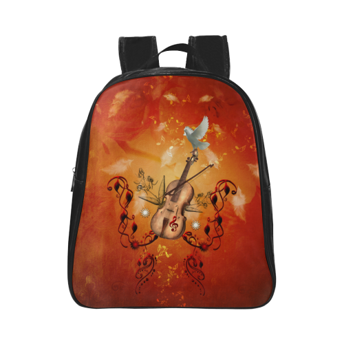 Music, violin with dove School Backpack (Model 1601)(Small)
