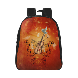 Music, violin with dove School Backpack (Model 1601)(Small)