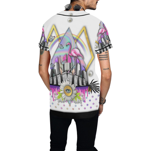 Collage- Urban Beauty - Gloria Sanchez All Over Print Baseball Jersey for Men (Model T50)