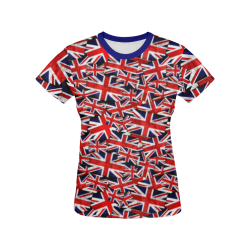 Union Jack British UK Flag - Blue All Over Print T-shirt for Women/Large Size (USA Size) (Model T40)