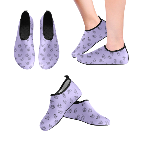 zodiac bat lilac Women's Slip-On Water Shoes (Model 056)