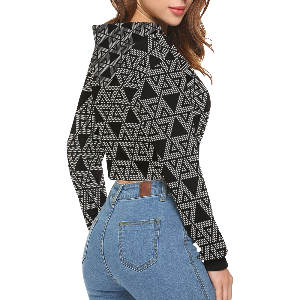 Polka Dots Party All Over Print Crop Hoodie for Women (Model H22)