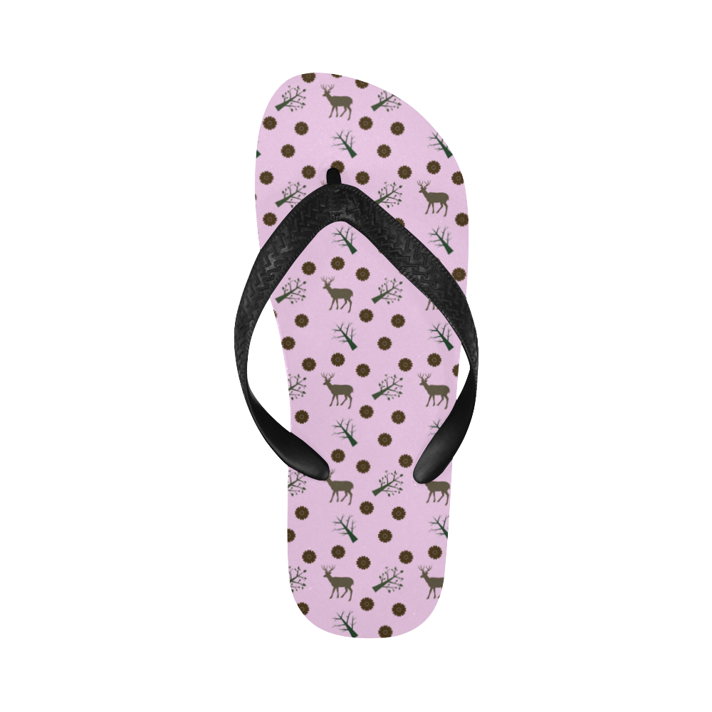 pink deer pattern Flip Flops for Men/Women (Model 040)