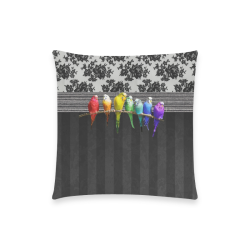 Rainbow Budgies and Lace Custom  Pillow Case 18"x18" (one side) No Zipper