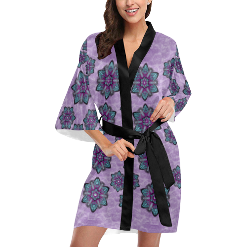 a gift with flowers stars and bubble wrap Kimono Robe