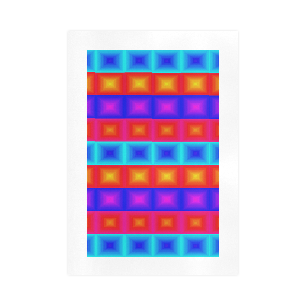 Red yellow blue orange multicolored multiple squares Art Print 16‘’x23‘’