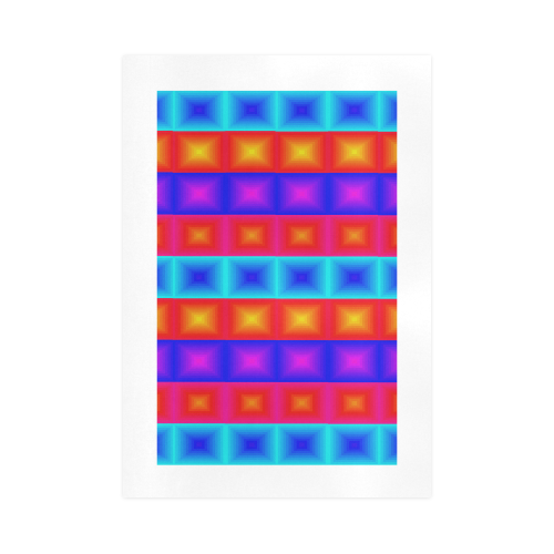 Red yellow blue orange multicolored multiple squares Art Print 16‘’x23‘’