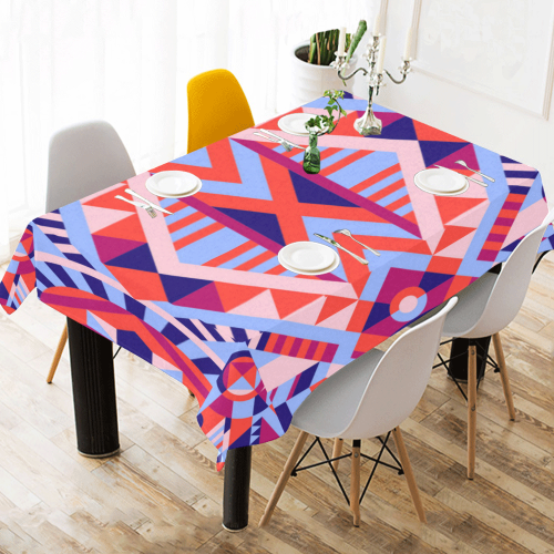 Modern Geometric Pattern Cotton Linen Tablecloth 60" x 90"