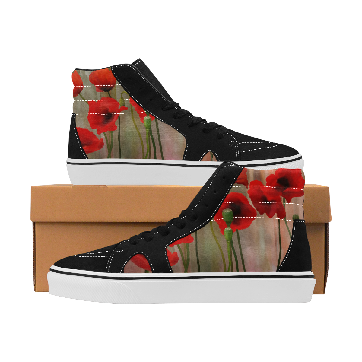 Poppies Women's High Top Skateboarding Shoes (Model E001-1)