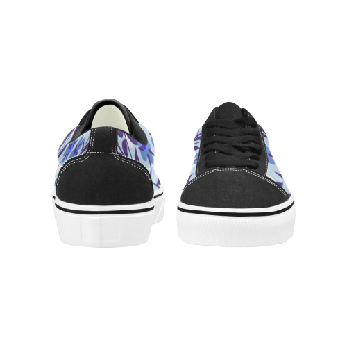 blue dot floral Men's Low Top Skateboarding Shoes (Model E001-2)