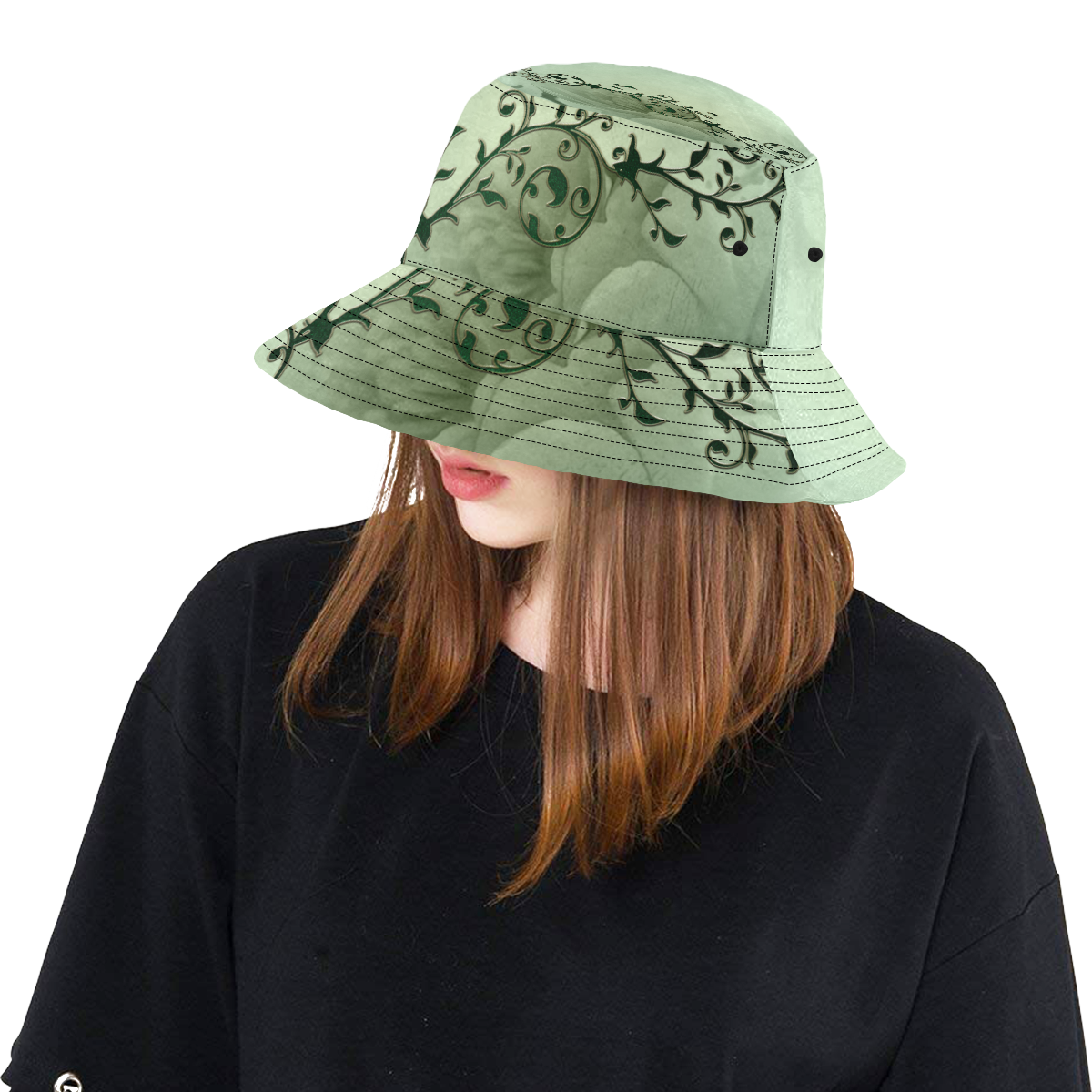 Wonderful flowers, soft green colors All Over Print Bucket Hat