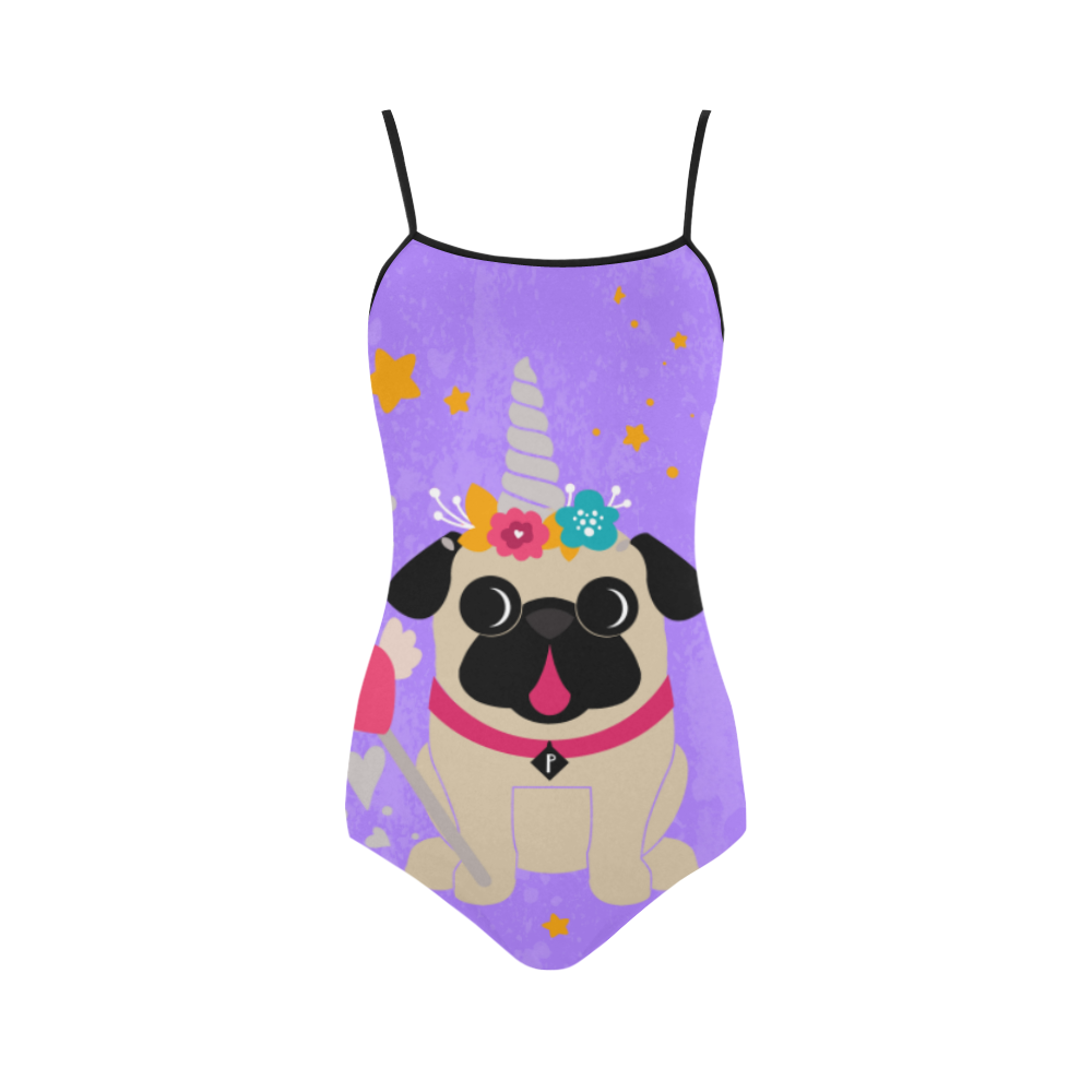 Fawn Pug Unicorn Strap Swimsuit Strap Swimsuit ( Model S05)