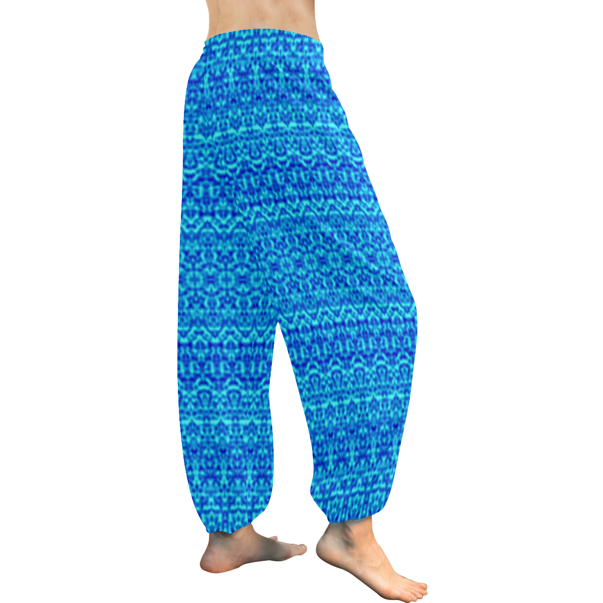 Abstract Blue Damask Women's All Over Print Harem Pants (Model L18)