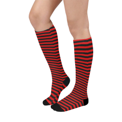 Red and Black Stripes Over-The-Calf Socks