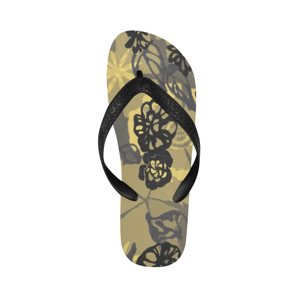Golden Floral Flip Flops for Men/Women (Model 040)