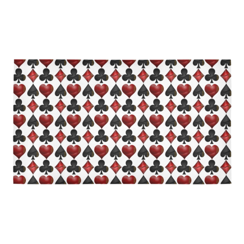 Las Vegas Black and Red Casino Poker Card Shapes on White Bath Rug 16''x 28''