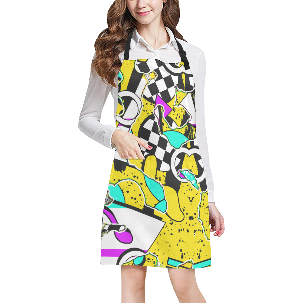 Shapes on a yellow background All Over Print Apron
