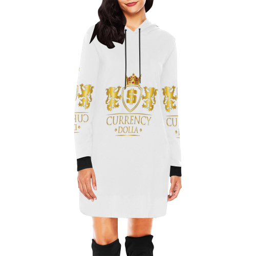 CURRENCY_DOLLA All Over Print Hoodie Mini Dress (Model H27)