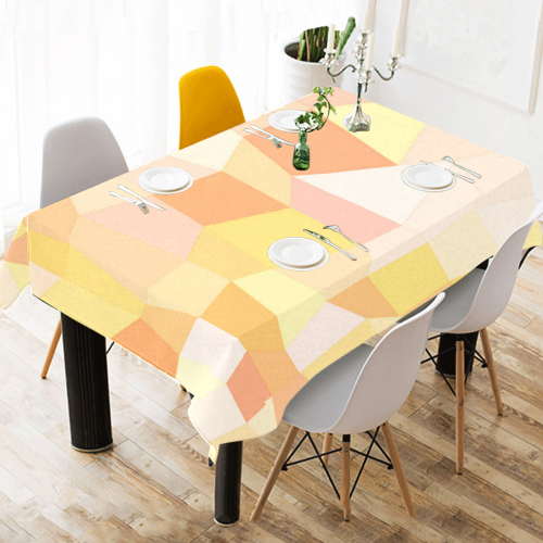 Yellow Gold Mosaic Cotton Linen Tablecloth 52"x 70"