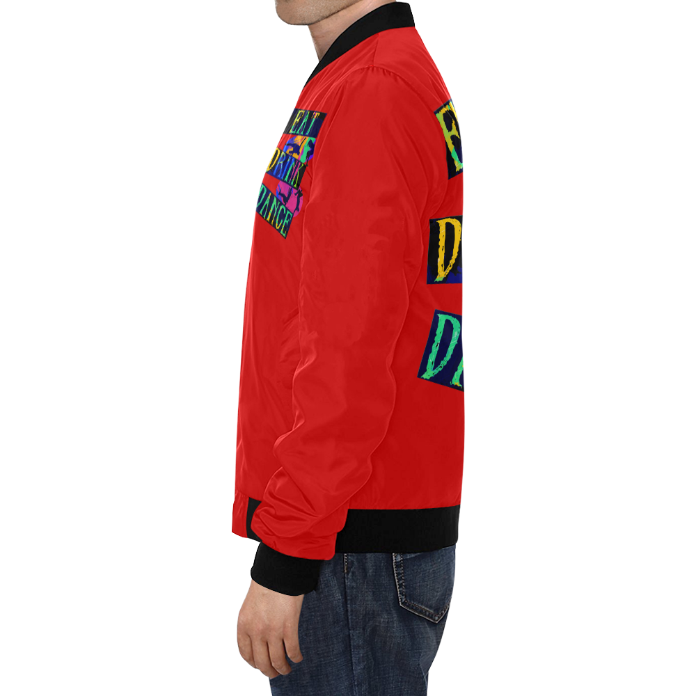 Break Dancing Colorful / Red All Over Print Bomber Jacket for Men/Large Size (Model H19)