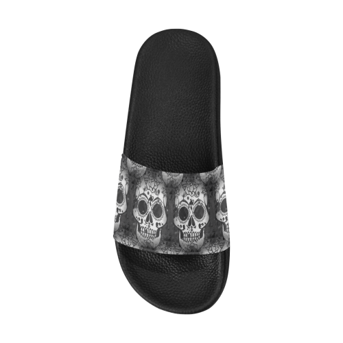 new skull allover pattern by JamColors Men's Slide Sandals (Model 057)