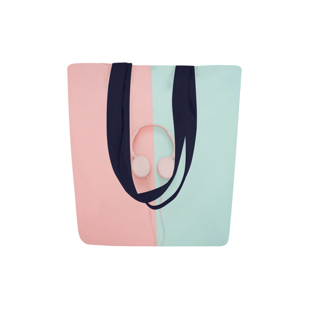 Pink or blue? Pink headphones - navy string Canvas Tote Bag (Model 1657)