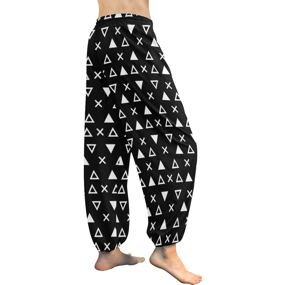 Geo Line Triangle Women's All Over Print Harem Pants (Model L18)