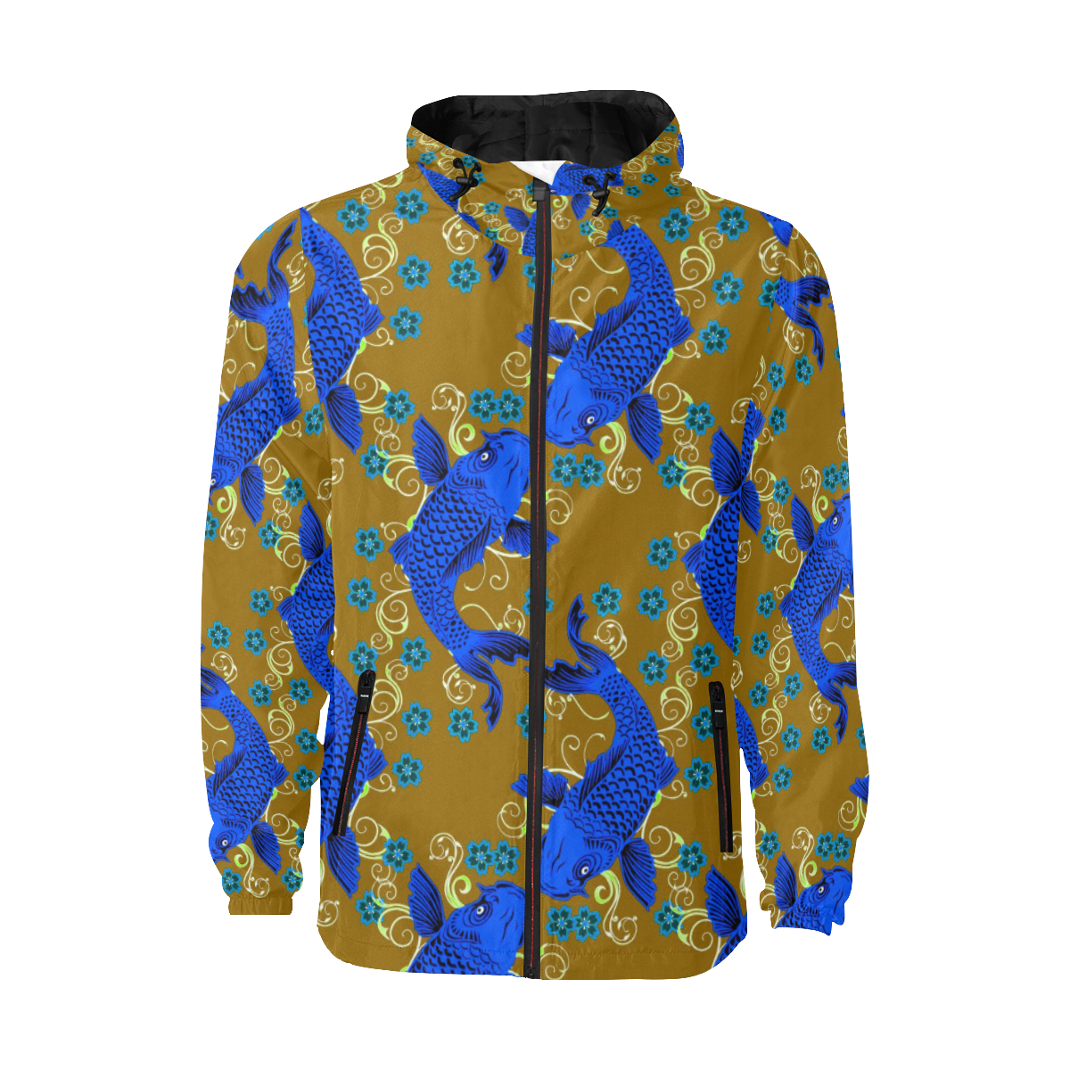 KOI FISH 3 All Over Print Quilted Windbreaker for Men (Model H35)