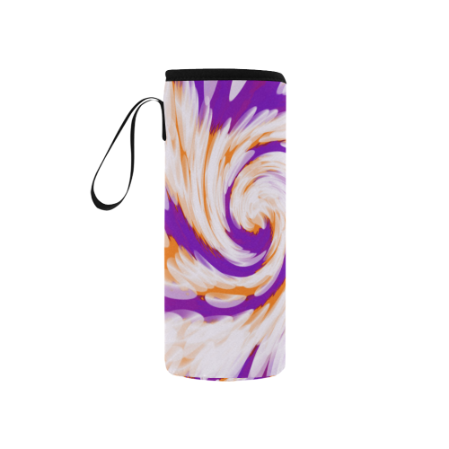 Purple Orange Tie Dye Swirl Abstract Neoprene Water Bottle Pouch/Small