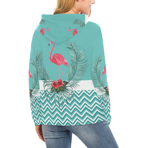 Retro Flamingo Chevron All Over Print Hoodie for Women (USA Size) (Model H13)