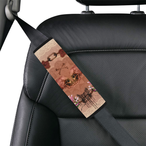 Awesome skulls with flowres Car Seat Belt Cover 7''x8.5''
