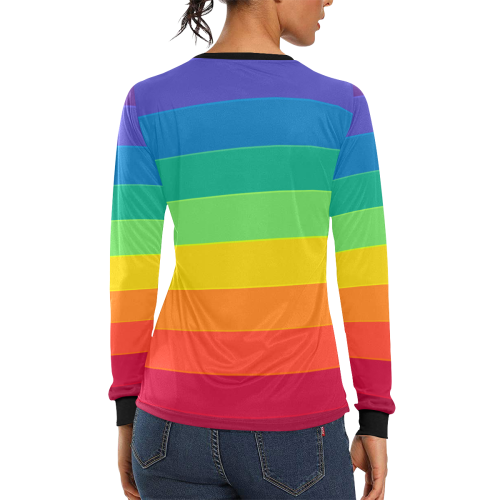 Horizontal Rainbow Women's All Over Print Long Sleeve T-shirt (Model T51)