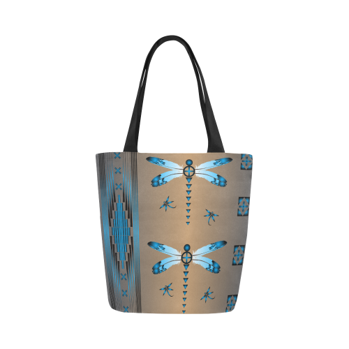 Dragonfly Blue Canvas Tote Bag (Model 1657)