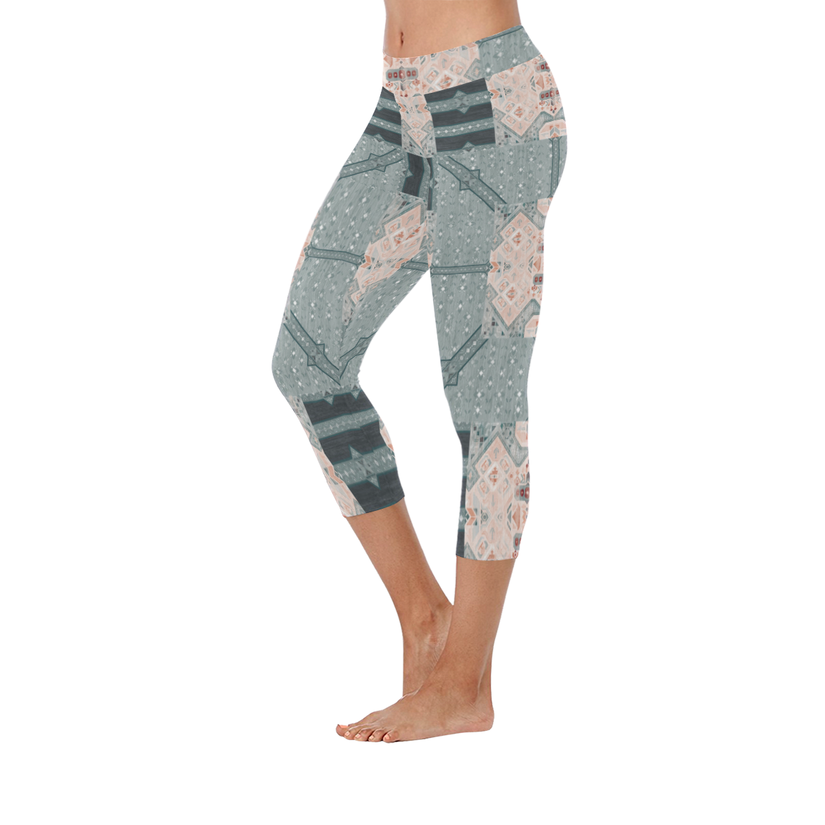 Exclusive Graphic Women's Low Rise Capri Leggings (Invisible Stitch) (Model L08)